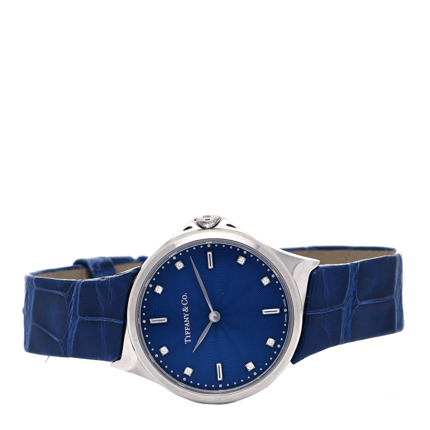 Stainless Steel Alligator Diamond 28mm Metro Quartz Watch Navy