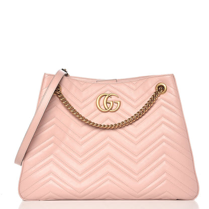 Gucci Calfskin Matelasse Medium GG Marmont Shoulder Tote Bag Perfect Pink 1 of 7