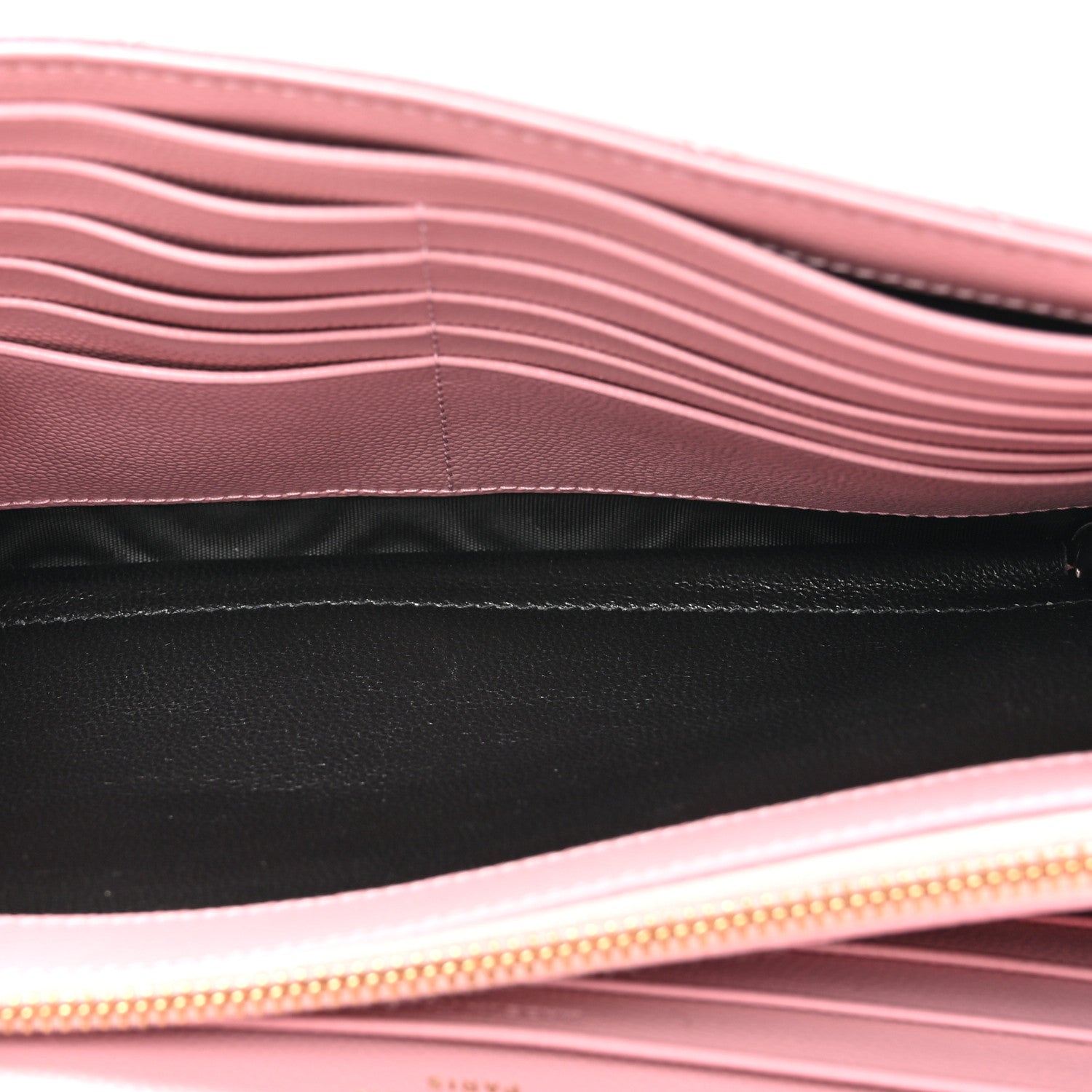 Saint Laurent Grain De Poudre Matelasse Chevron Monogram Chain Wallet Tender Pink 5 of 13