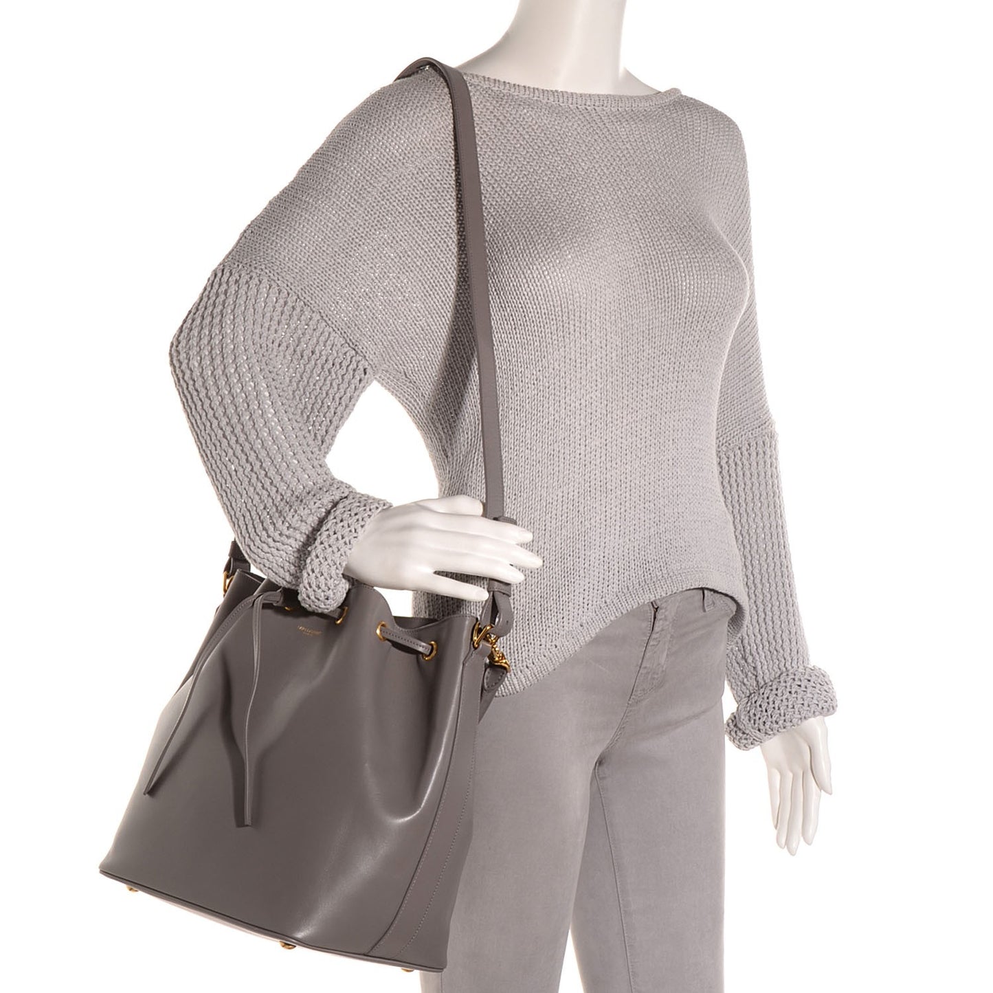 Calfskin Medium Emmanuelle Bucket Bag Fog