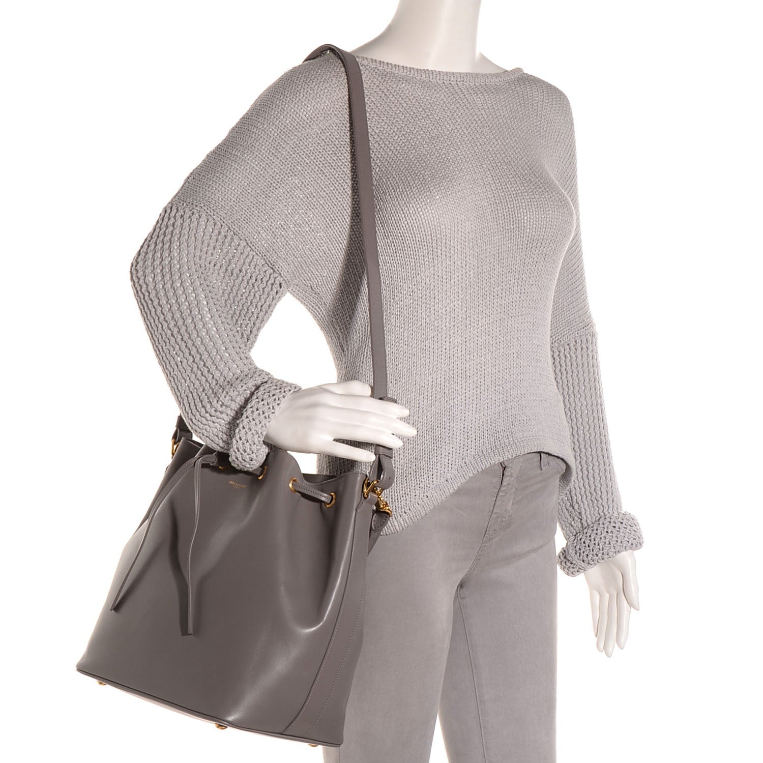 Saint Laurent Calfskin Medium Emmanuelle Bucket Bag Fog 2 of 8