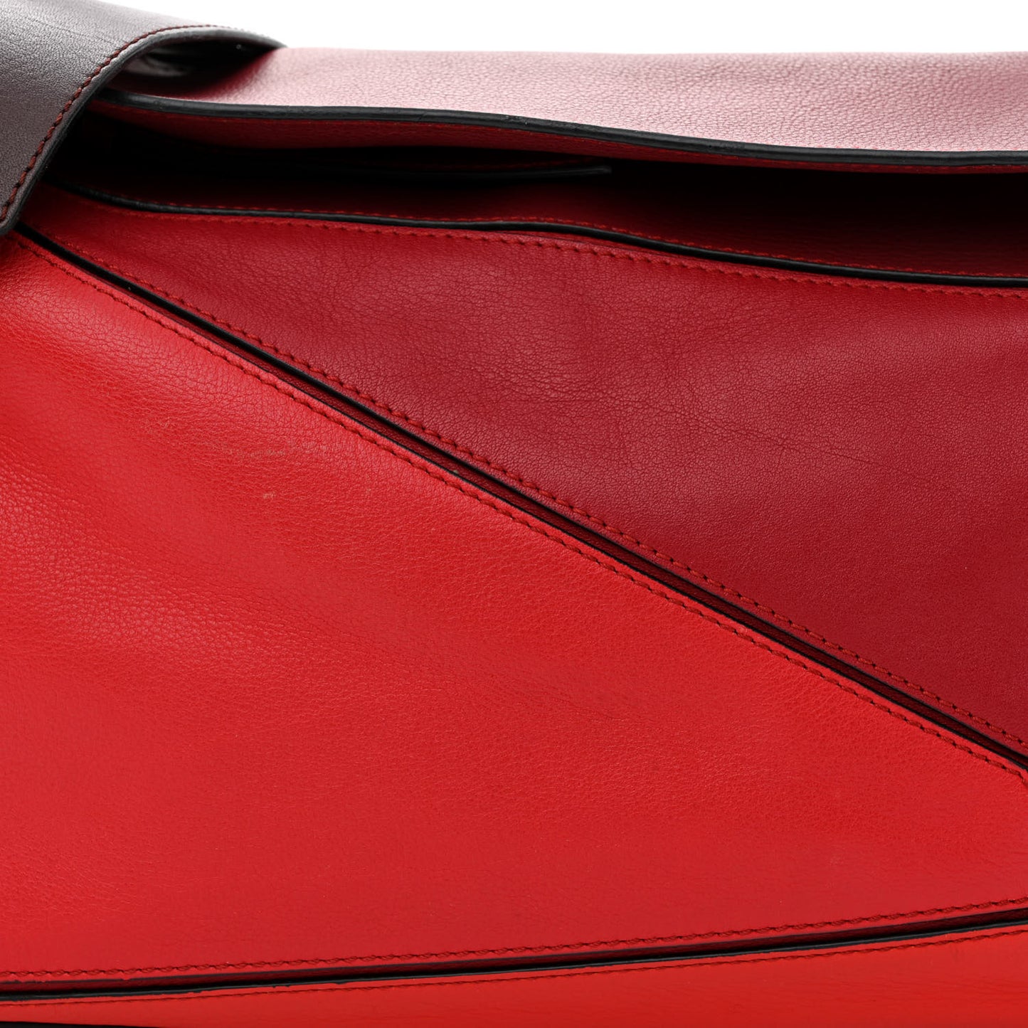 Calfskin Colorblock Medium Puzzle Bag Red