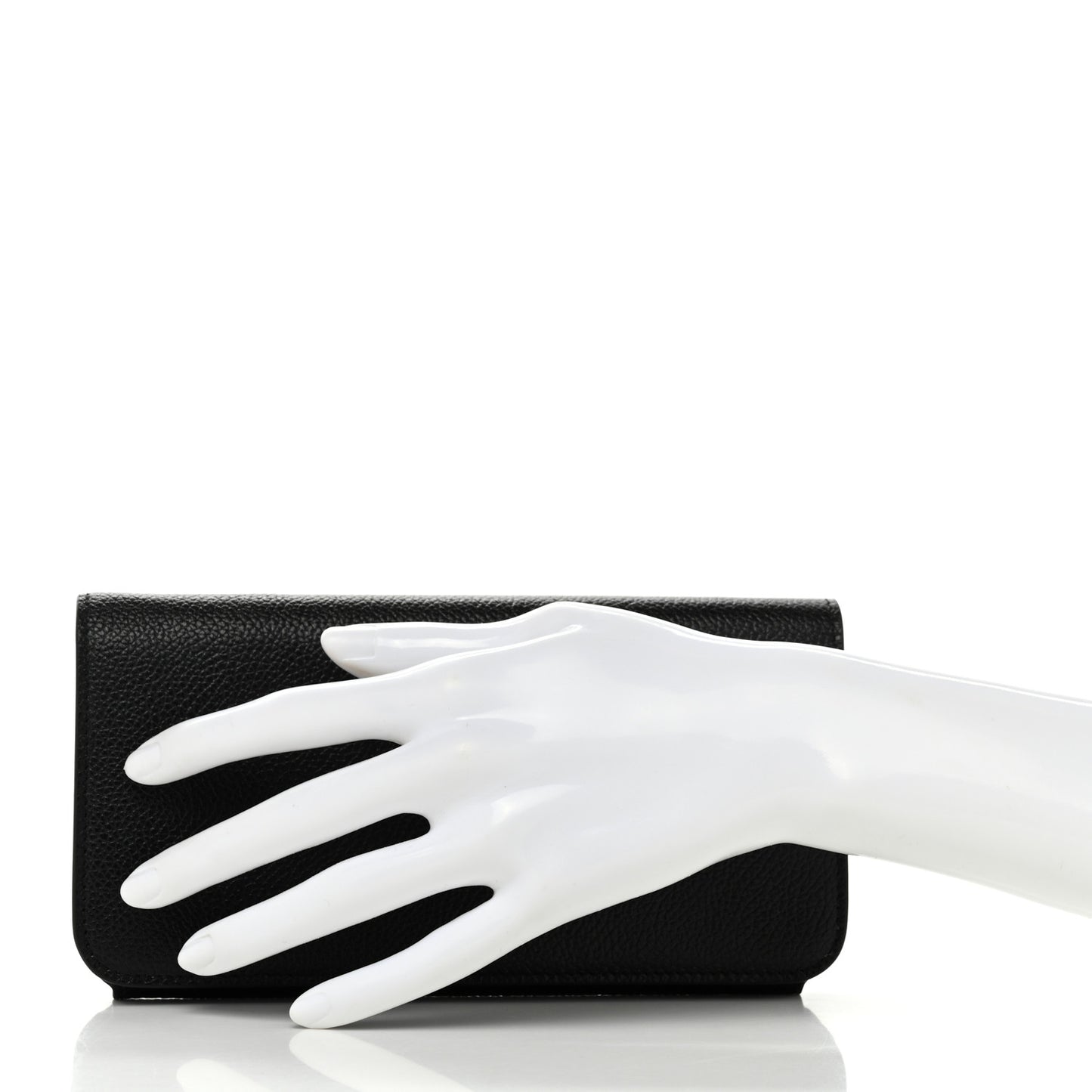 Grained Calfskin Logo Cash Thin Money Wallet Black White
