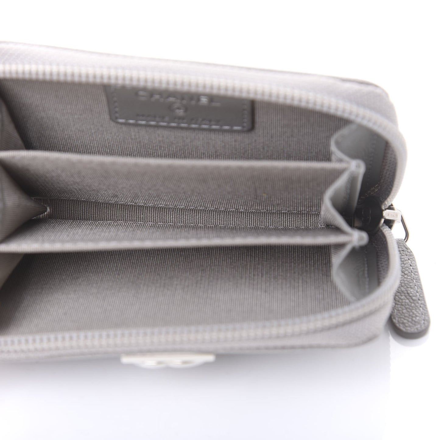 Caviar Quilted Boy Zip Around Coin Purse Wallet Grey