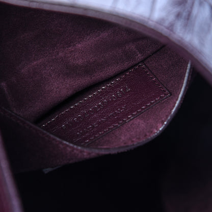 Saint Laurent Calfskin Crocodile Embossed Large Emmanuelle Bucket Bag Burgundy 7 of 12