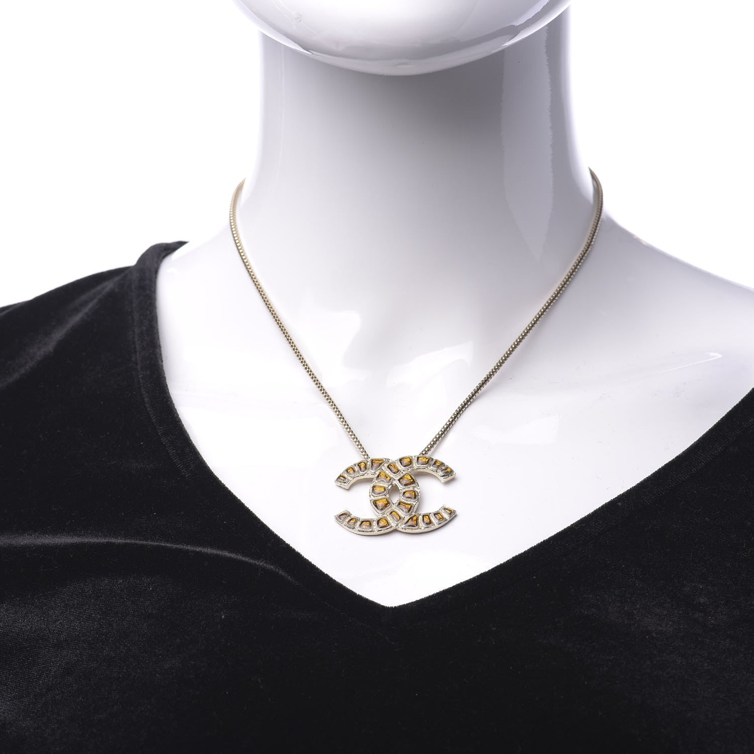 Chanel Resin Along The Nile CC Pendant Necklace Gold Orange 2 of 6