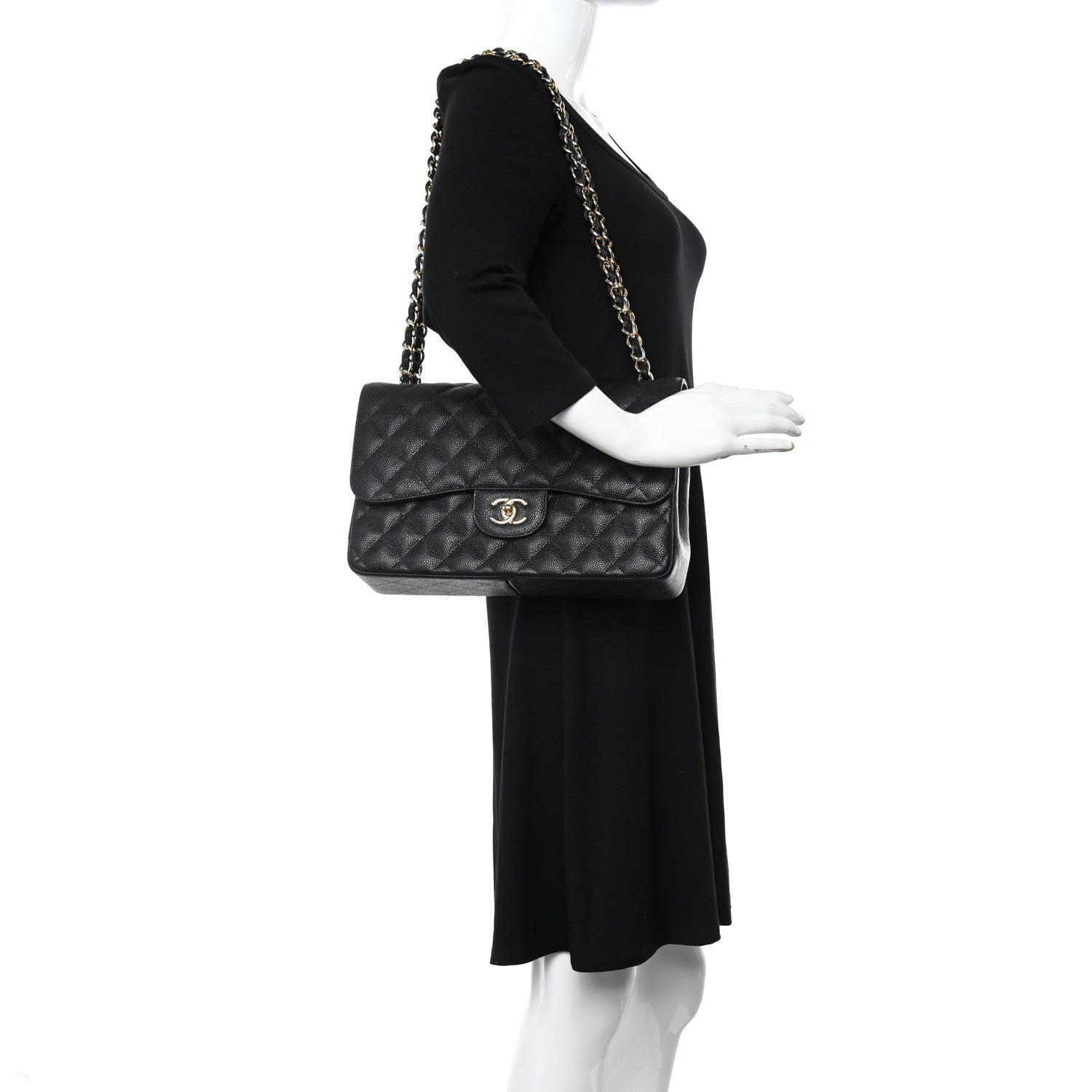 Chanel Caviar Quilted Jumbo Double Flap Black 2 of 12