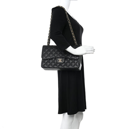 Chanel Caviar Quilted Jumbo Double Flap Black 2 of 12