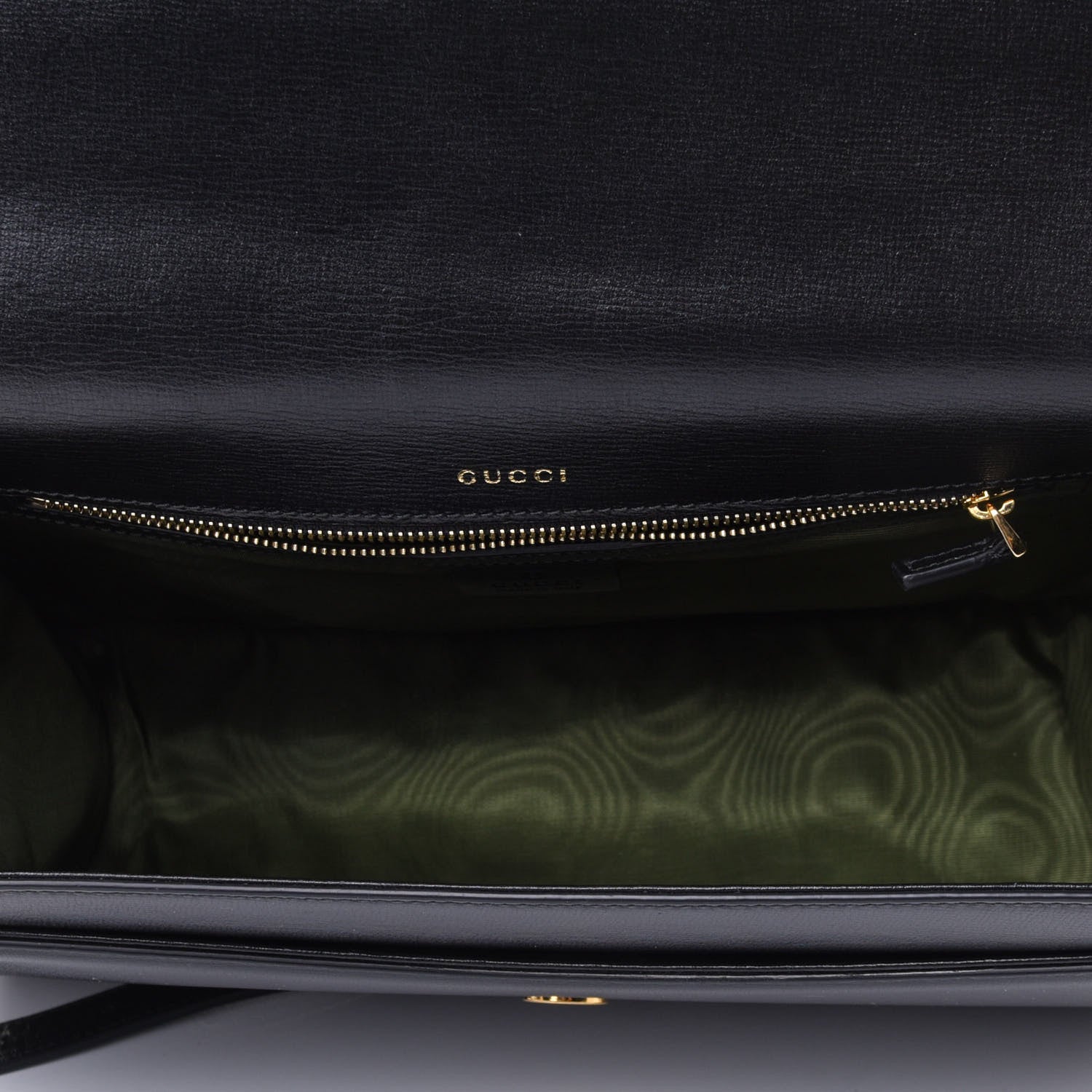 Gucci Textured Calfskin Medium Torchon GG Ring Shoulder Bag Black 4 of 4