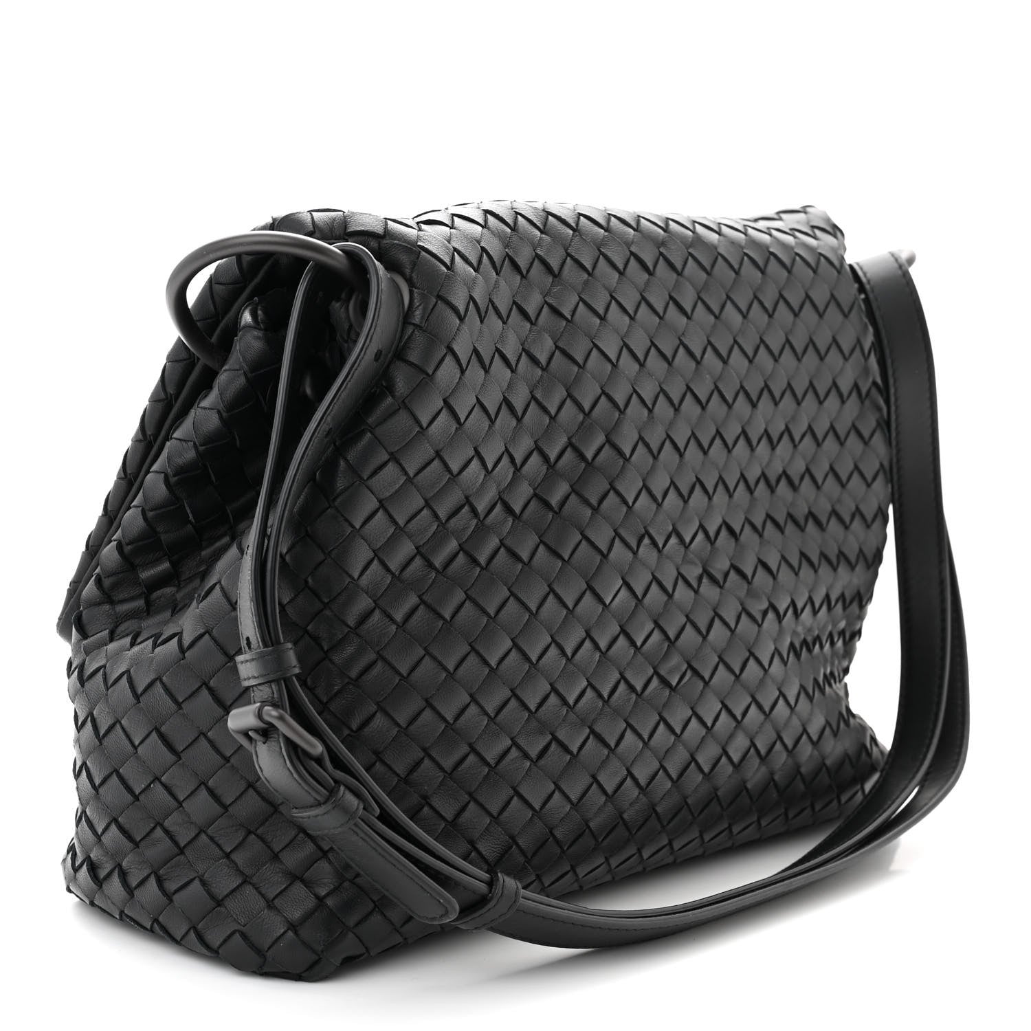 Bottega Veneta Nappa Intrecciato Flap Shoulder Bag Black 3 of 10