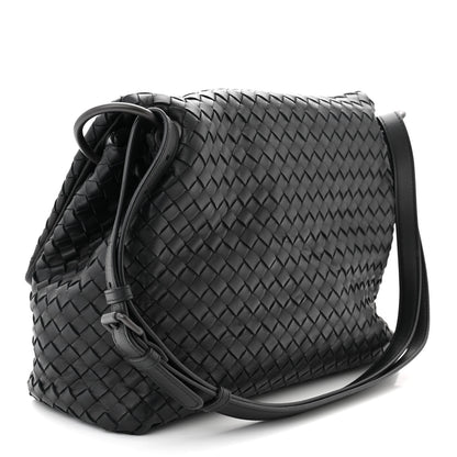 Bottega Veneta Nappa Intrecciato Flap Shoulder Bag Black 3 of 10