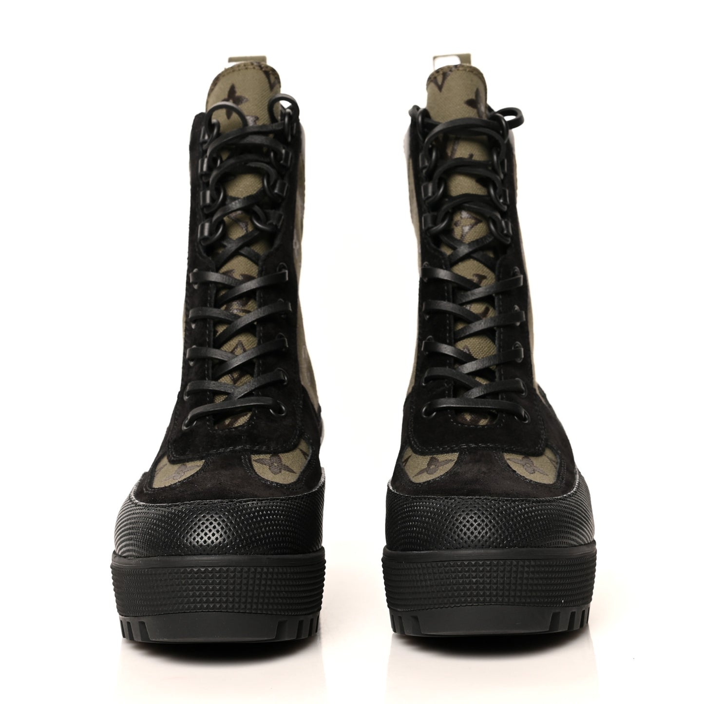 Suede Monogram Laureate Platform Desert Boots 39.5 Kaki Black