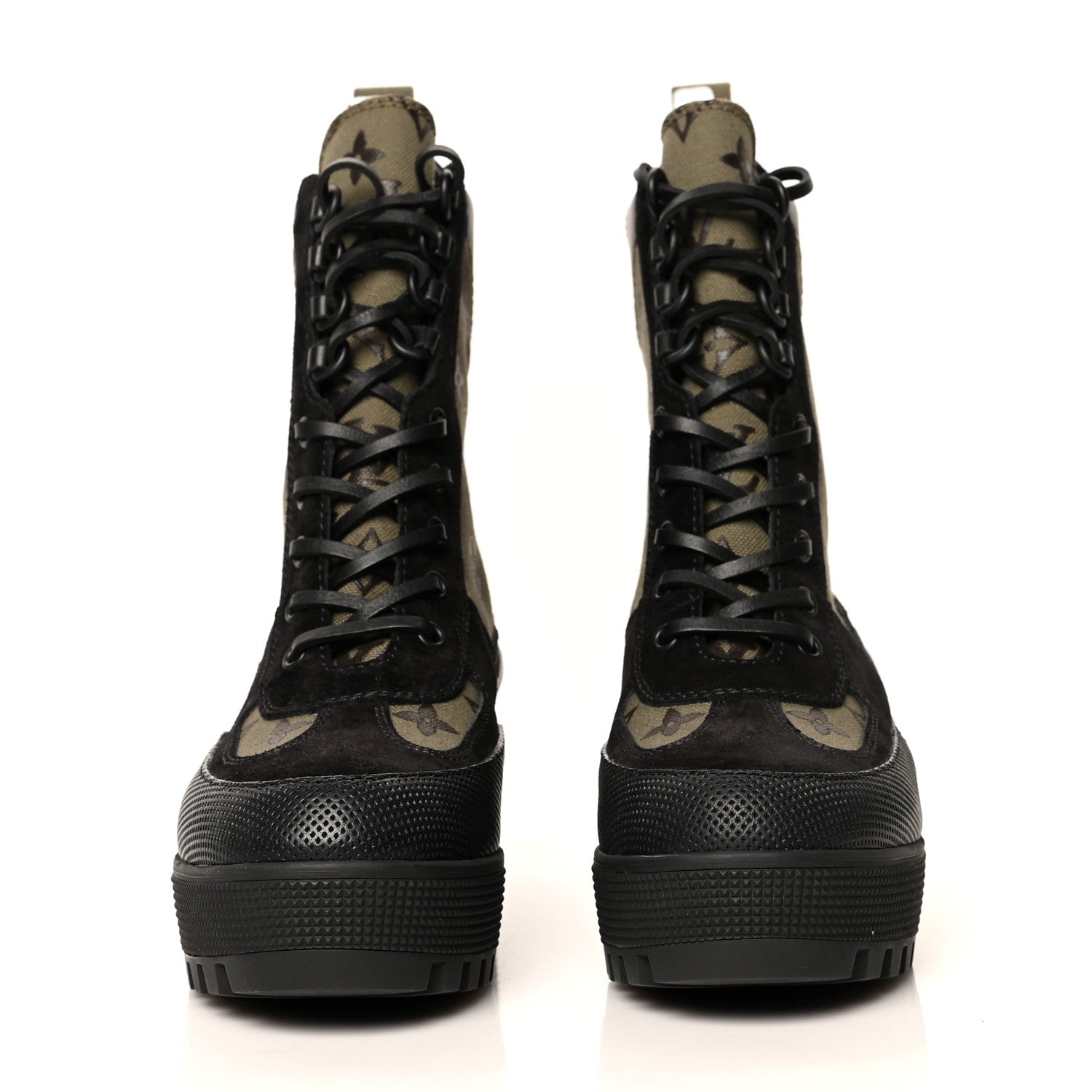 Louis Vuitton Suede Monogram Laureate Platform Desert Boots 39.5 Kaki Black 2 of 9