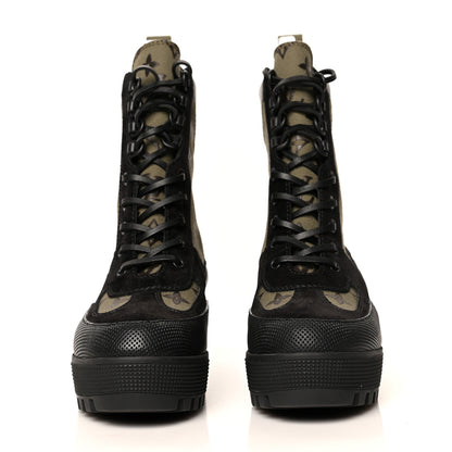 Louis Vuitton Suede Monogram Laureate Platform Desert Boots 39.5 Kaki Black 2 of 9