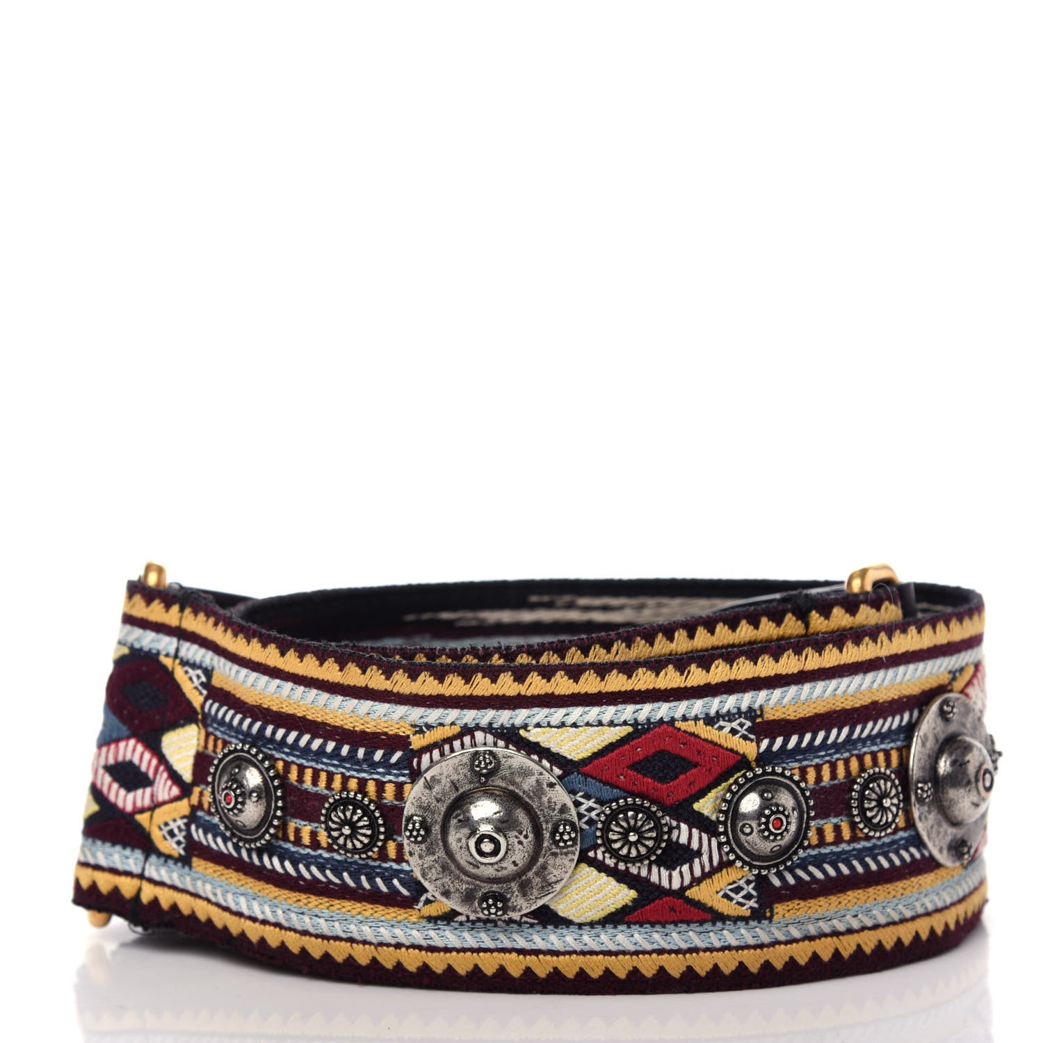 Christian Dior Canvas Studded Bohemian-Inspired Shoulder Strap Black Multicolor 2 of 5