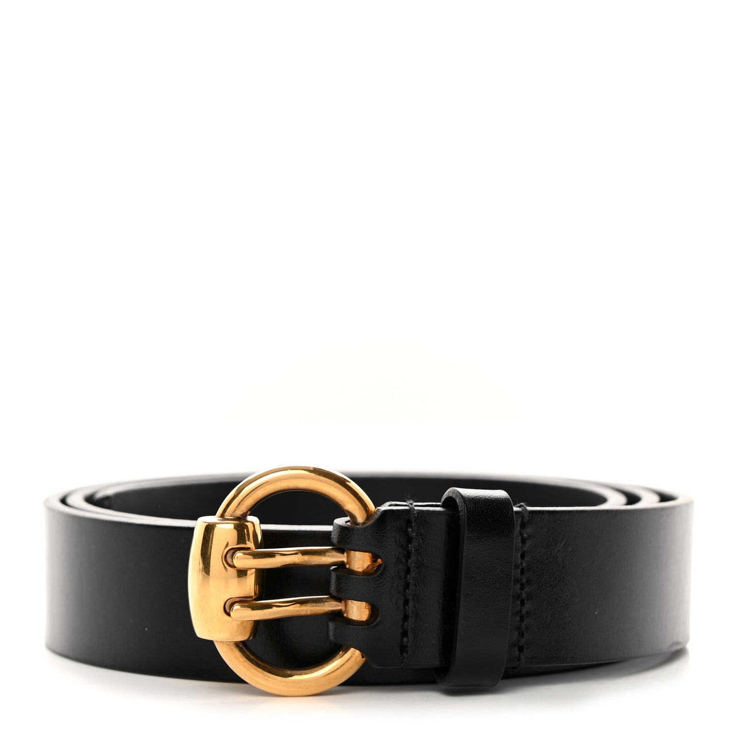 Calfskin Horsebit Buckle Belt 90 36 Black