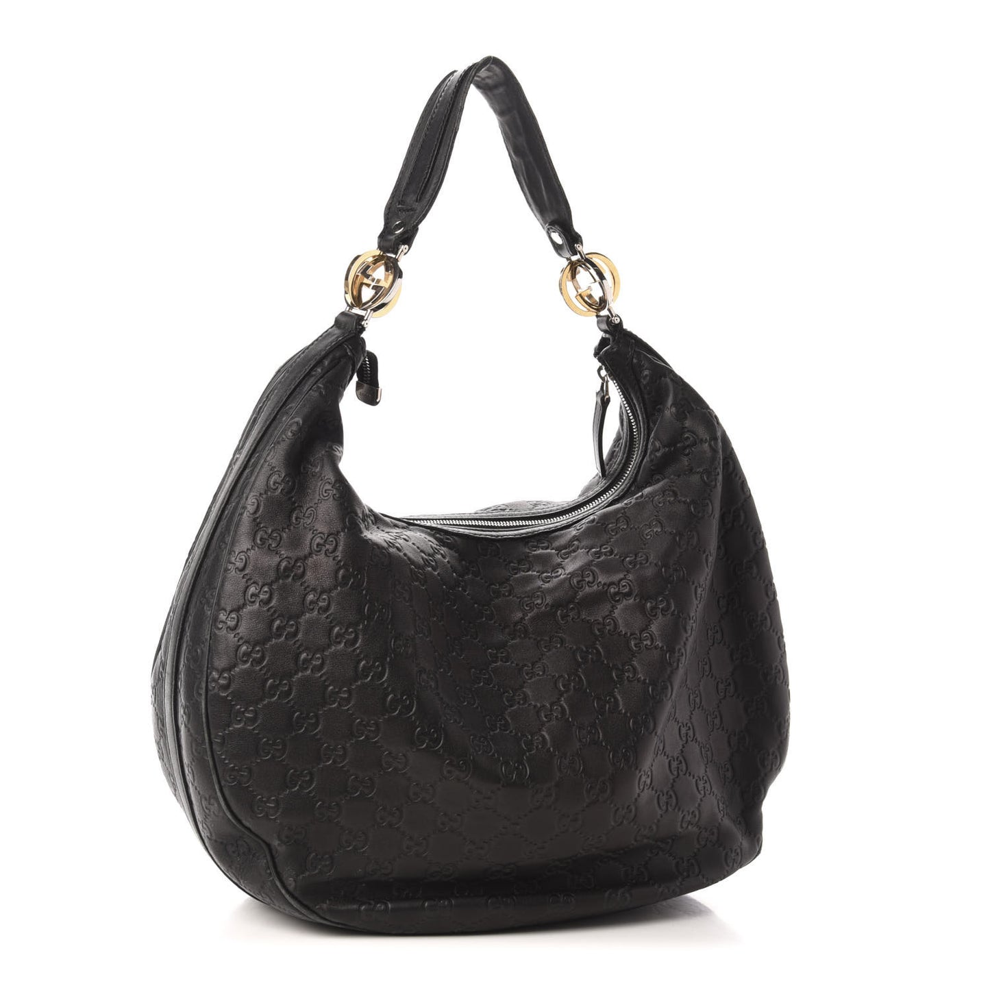 Guccissima Large GG Twins Hobo Black