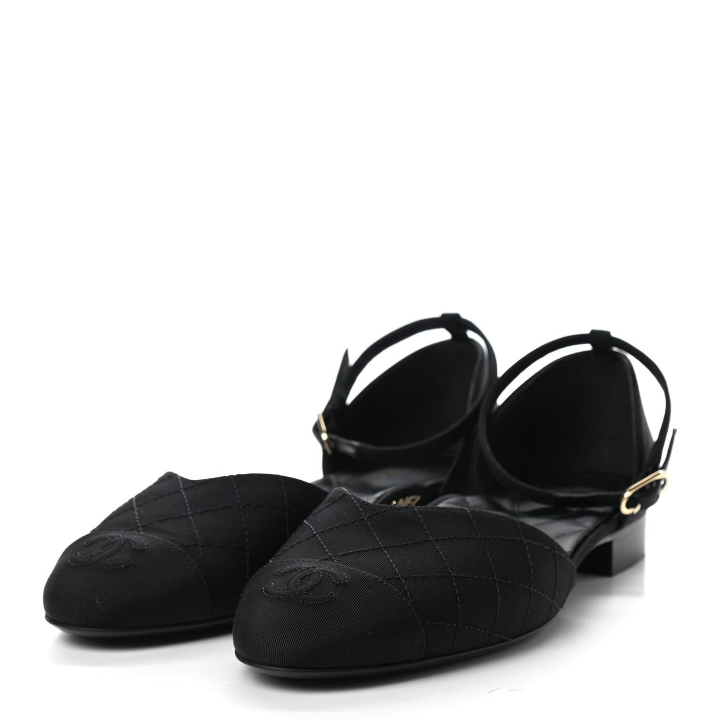 Grosgrain Cap Toe CC Ankle Strap Sandals 40 Black