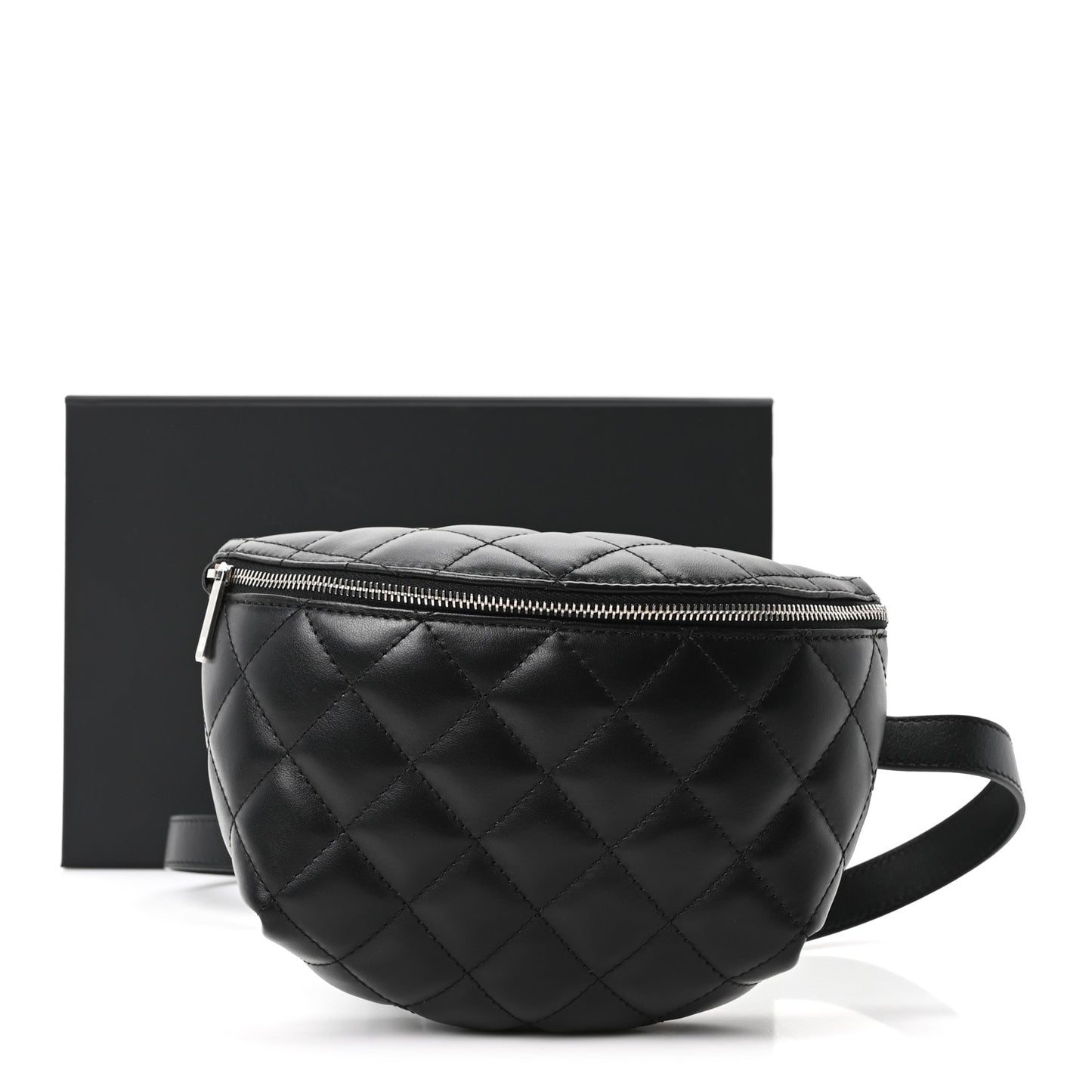 Calfskin Quilted Uniform Waist Belt Bag Black