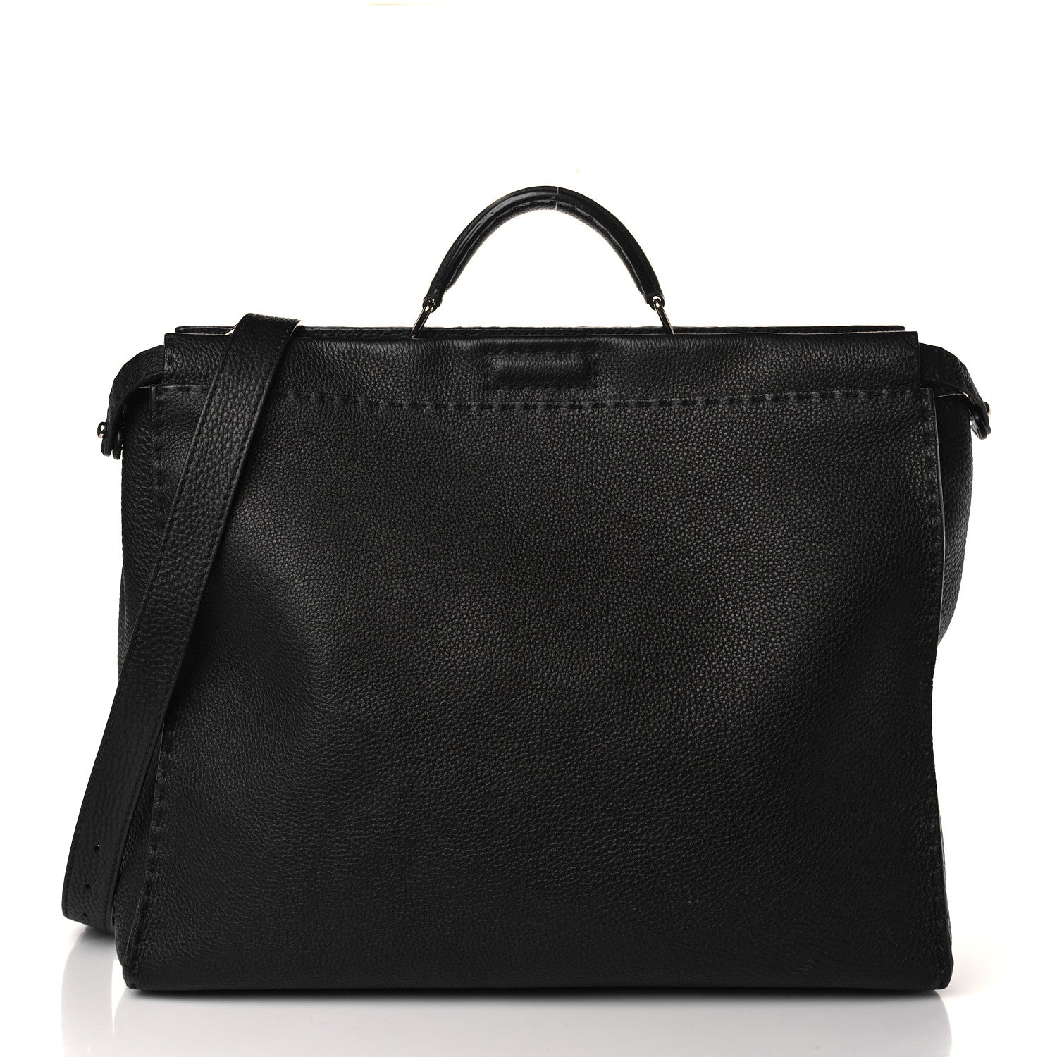Fendi Cuoio Romano Selleria Monster Eyes Inlay Large Mens Peekaboo Iconic Essential Satchel Black Sunflower 3 of 11