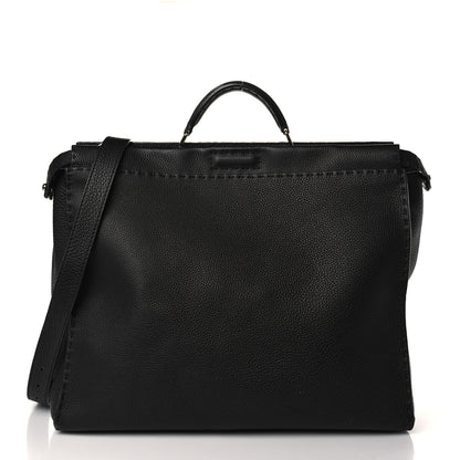 Fendi Cuoio Romano Selleria Monster Eyes Inlay Large Mens Peekaboo Iconic Essential Satchel Black Sunflower 3 of 11