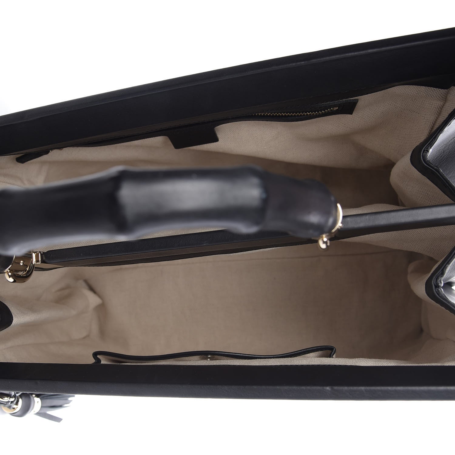 Gucci Calfskin Bold Bamboo Medium Top Handle Bag Black 5 of 9