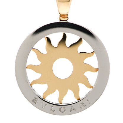 Bulgari Stainless Steel 18K Yellow Gold Calfskin Tondo Sun Pendant Necklace 4 of 5