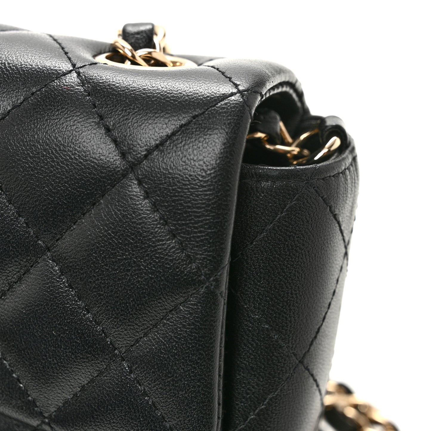Lambskin Quilted Mini Rectangular Flap Black