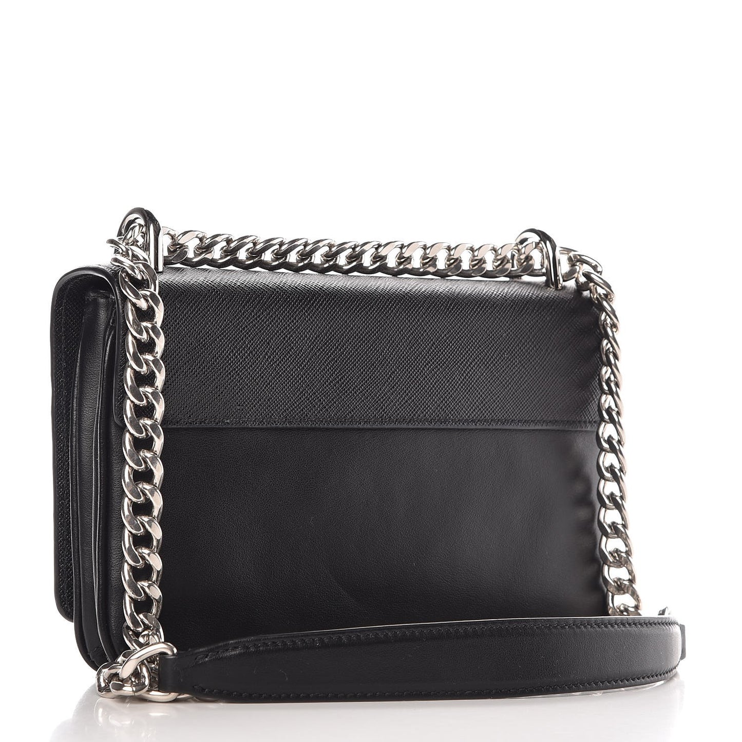 Saffiano Soft Calf Chain Crossbody Bag Black
