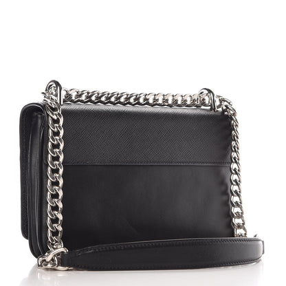 Prada Saffiano Soft Calf Chain Crossbody Bag Black 3 of 8