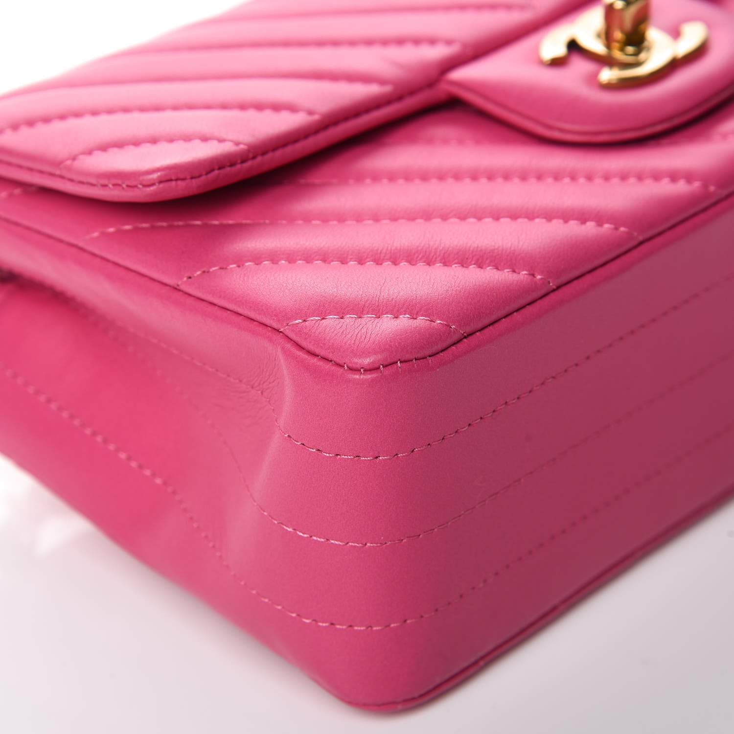 Chanel Lambskin Chevron Quilted Mini Rectangular Flap Pink 8 of 12