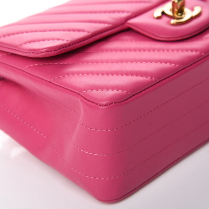 Chanel Lambskin Chevron Quilted Mini Rectangular Flap Pink 8 of 12