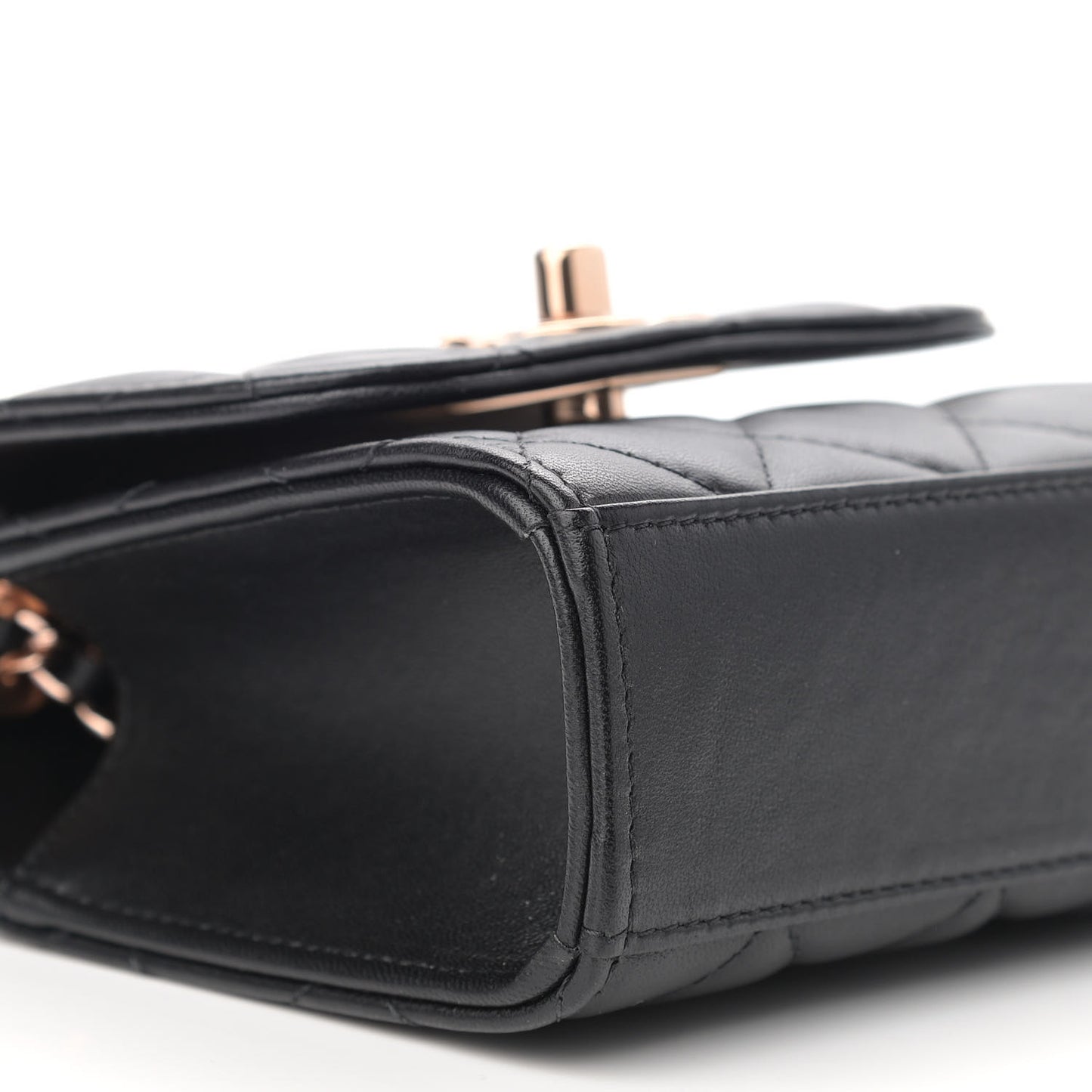 Lambskin Quilted Mini Trendy CC Clutch With Chain Black