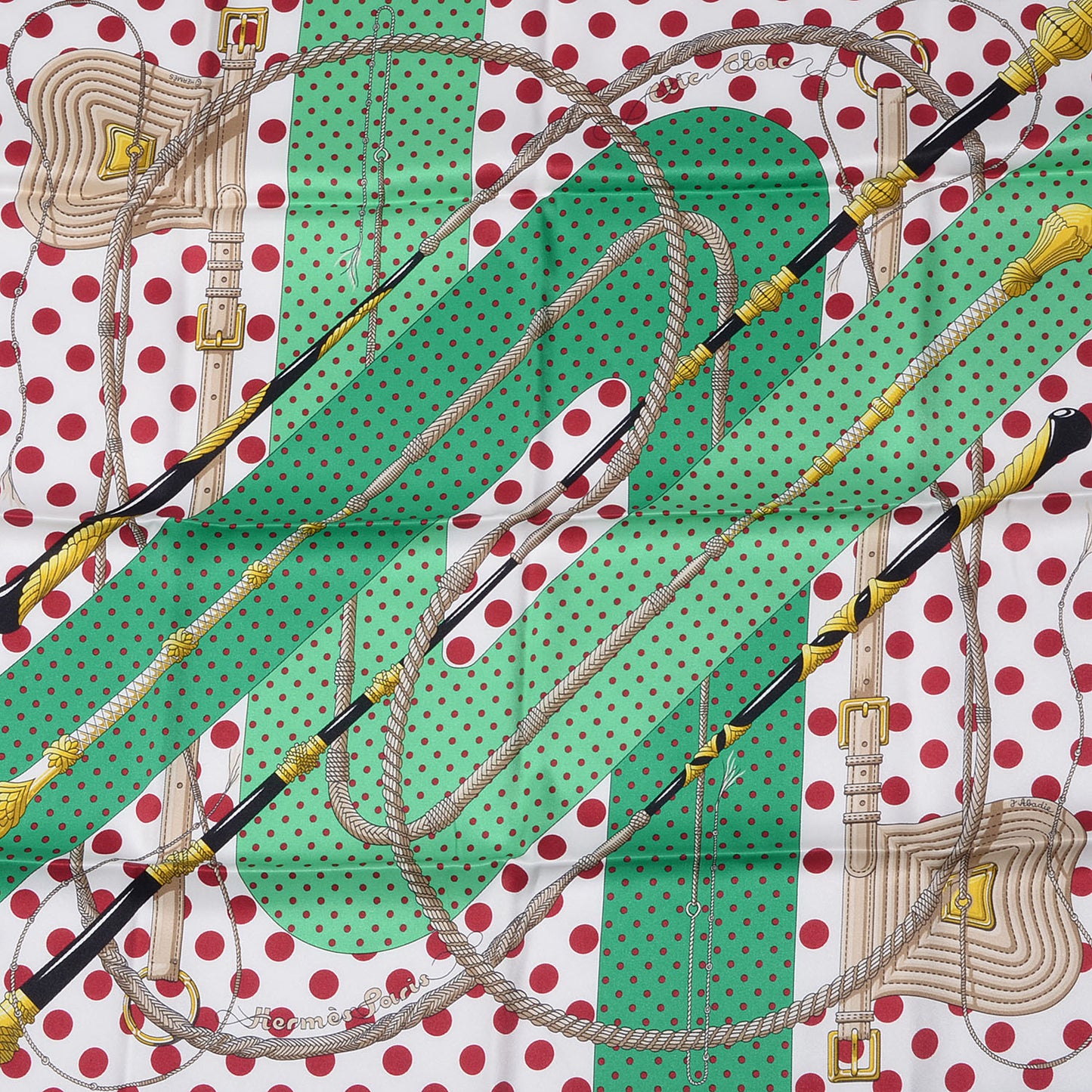 Silk Clic Clac A Pois Scarf 70 Vert Vif Bordeaux Menthe
