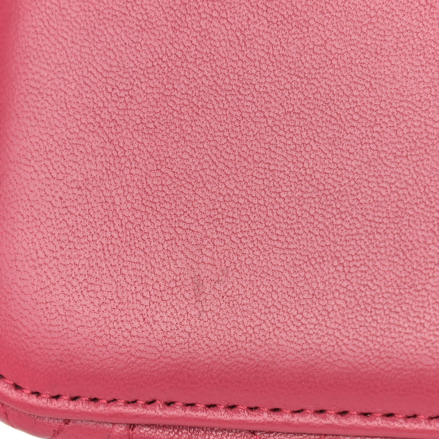 Lambskin Quilted Small Top Handle Vanity Case With Chain Dark Pink