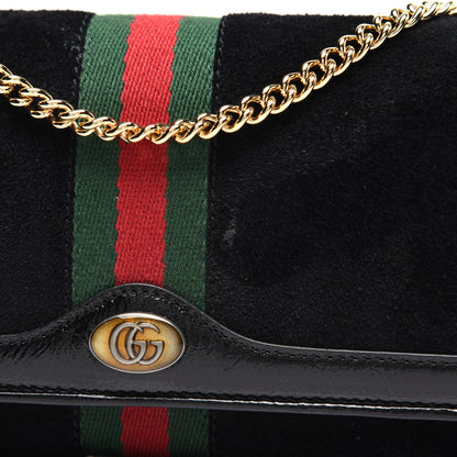 Gucci Suede Patent Web Ophidia Wallet On Chain Black 12 of 13