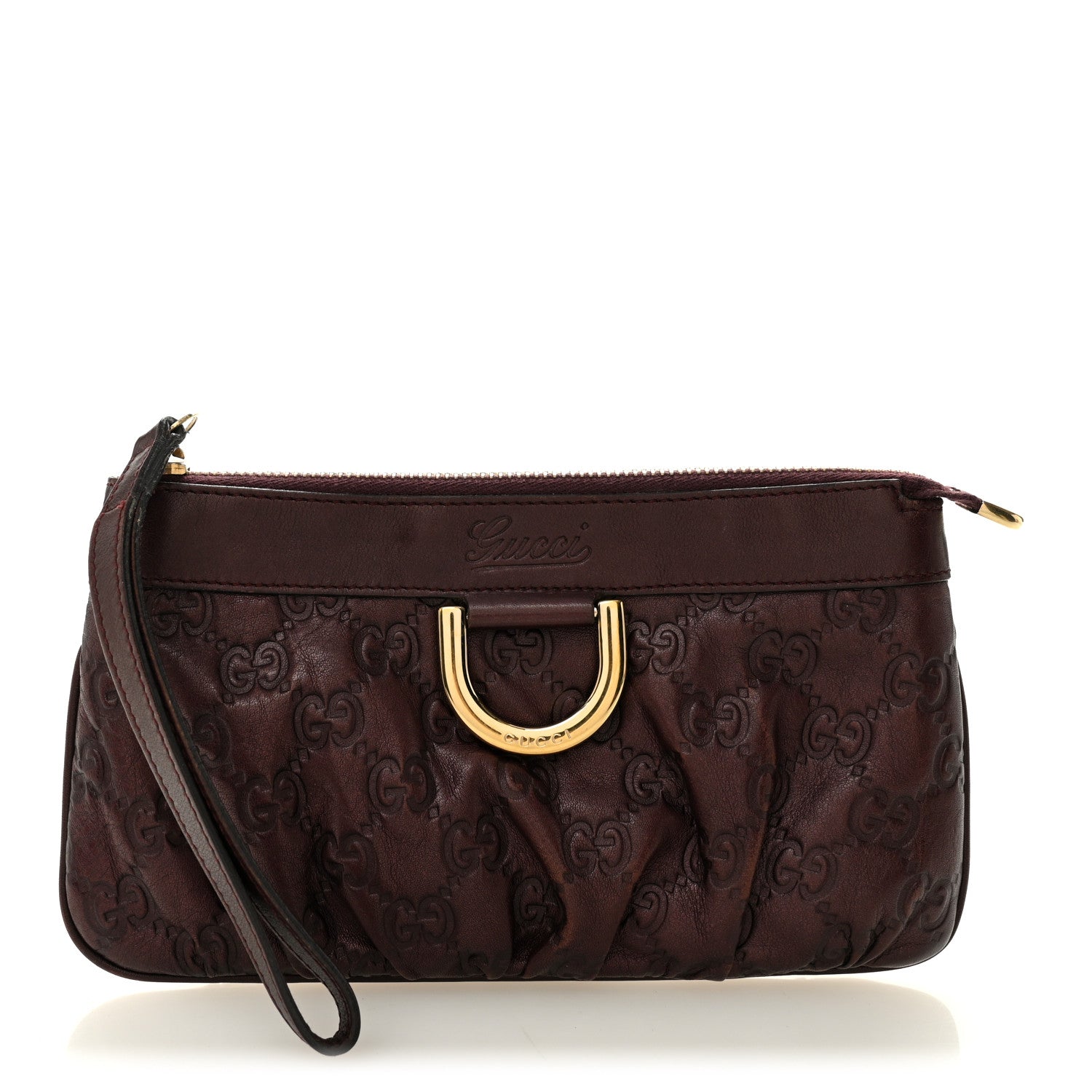Gucci Guccissima D Gold Wristlet Bordeaux 1 of 8