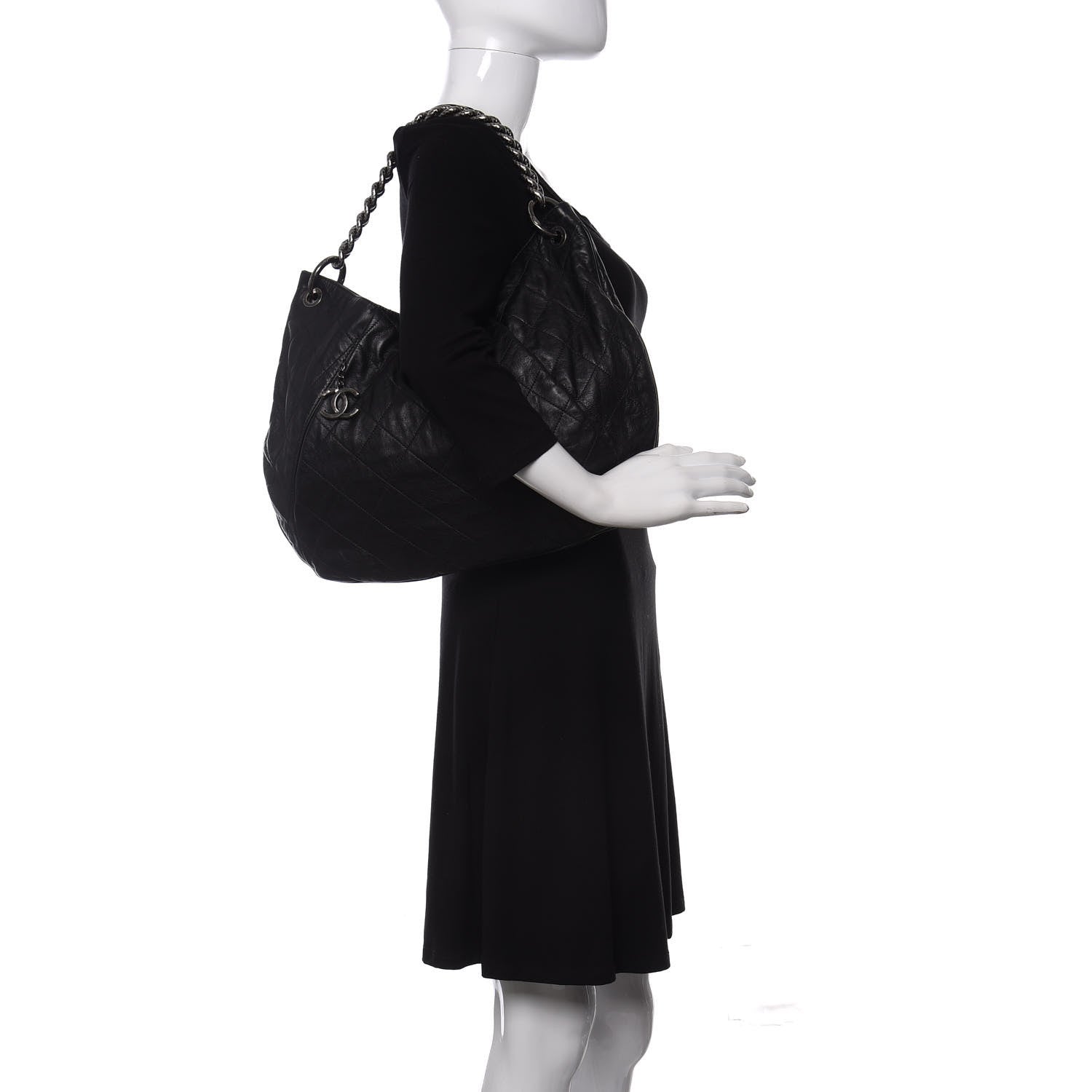 Chanel Calfskin Coco Pleats Hobo Black 2 of 10