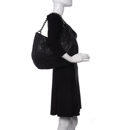 Chanel Calfskin Coco Pleats Hobo Black 2 of 10