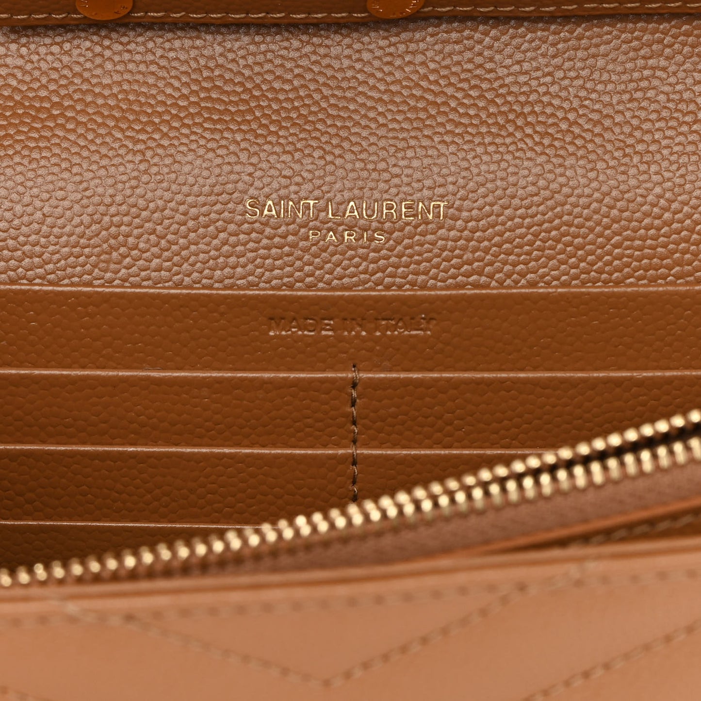 Grain De Poudre Matelasse Chevron Monogram Chain Wallet Dark Natural
