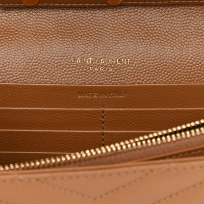 Saint Laurent Grain De Poudre Matelasse Chevron Monogram Chain Wallet Dark Natural 6 of 13