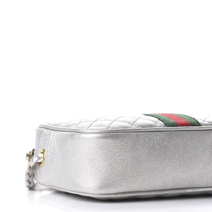 Gucci Laminated Nappa Web Trapuntata Mini GG Shoulder Bag Argento 6 of 11