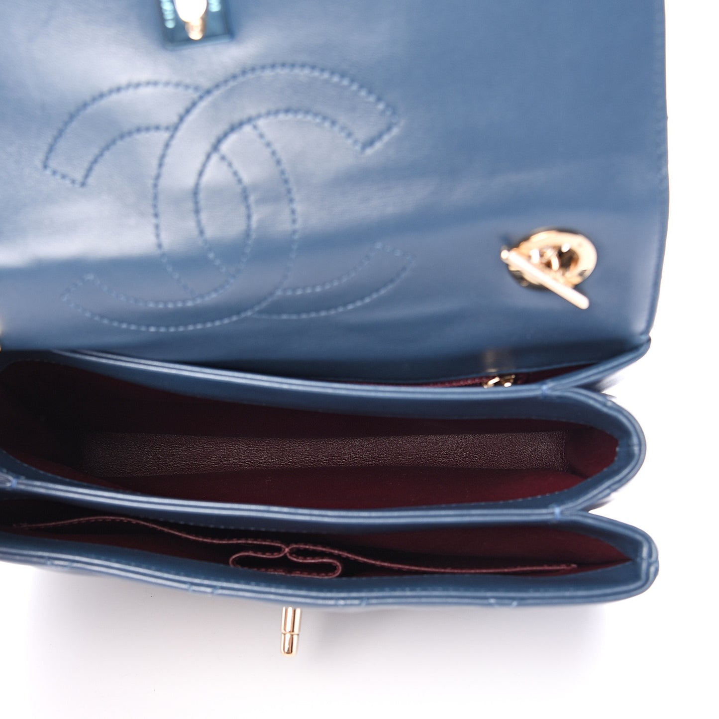 Lambskin Quilted Small Trendy CC Flap Dual Handle Bag Blue