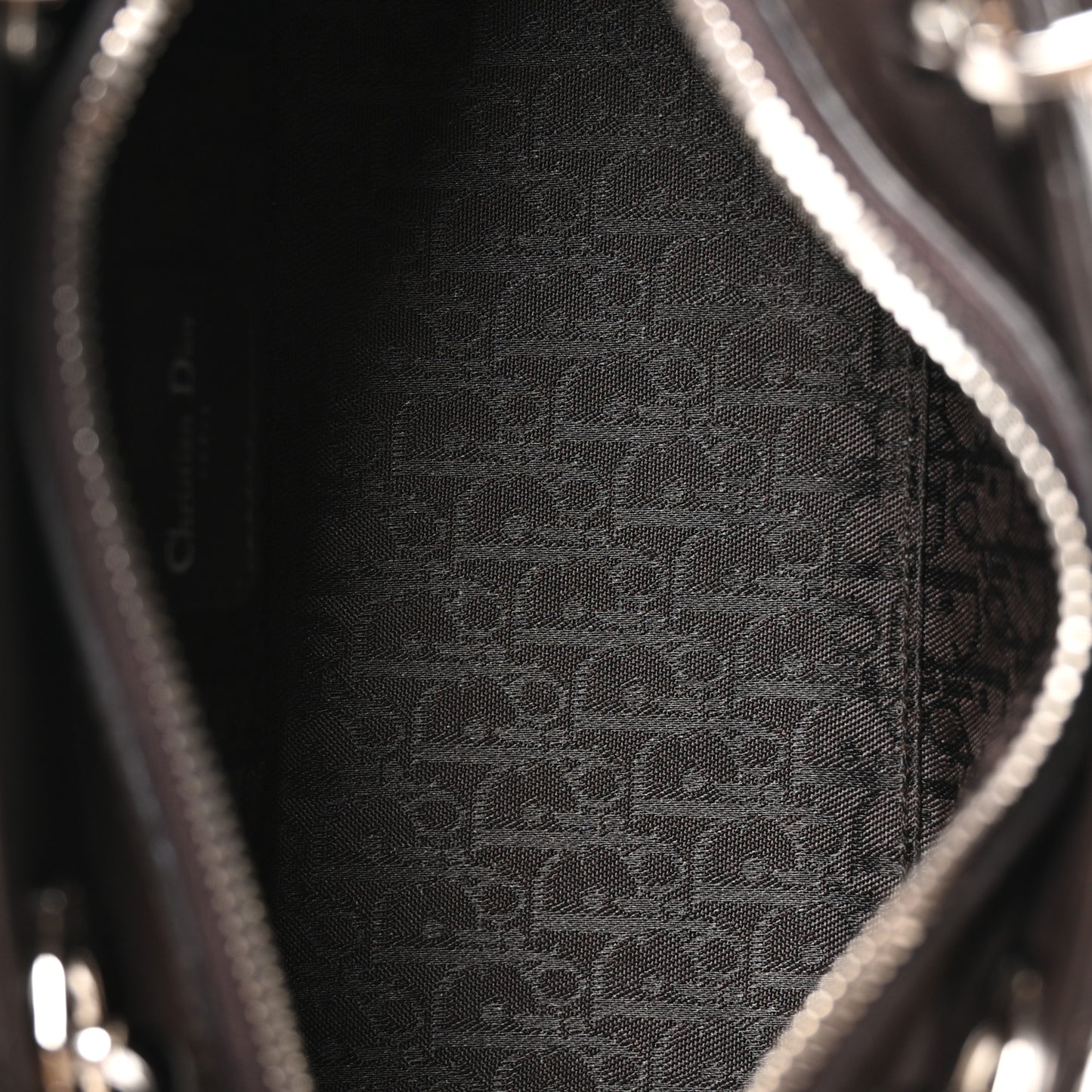 Lambskin Cannage Stitched Small East West Lady Dior Marron Fonce