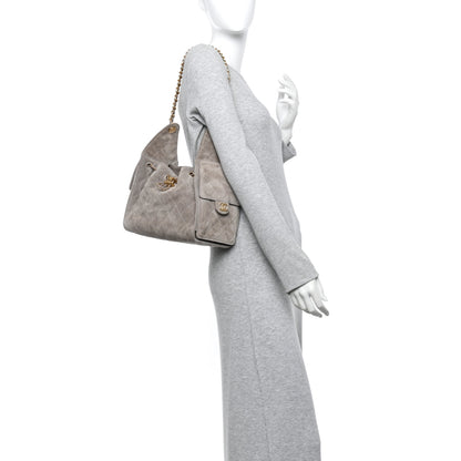 Chanel Suede Quilted Small Chanel 25 Handbag Dark Grey 2 of 11