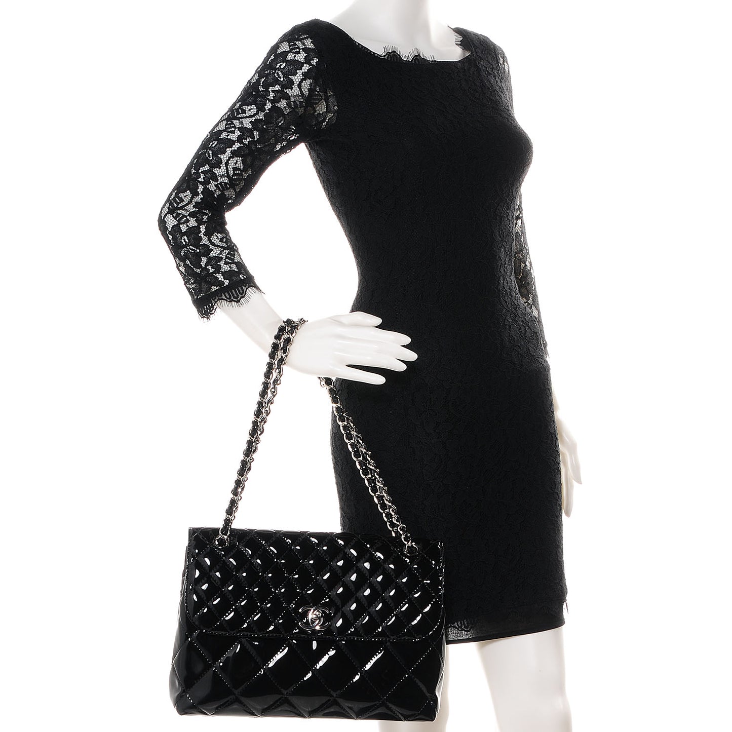 Vinyl Quilted In the Business Flap Bag Black