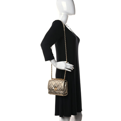 Chanel Metallic Lambskin Quilted Mini CC Crystal Logo Chain Flap Gold 2 of 11