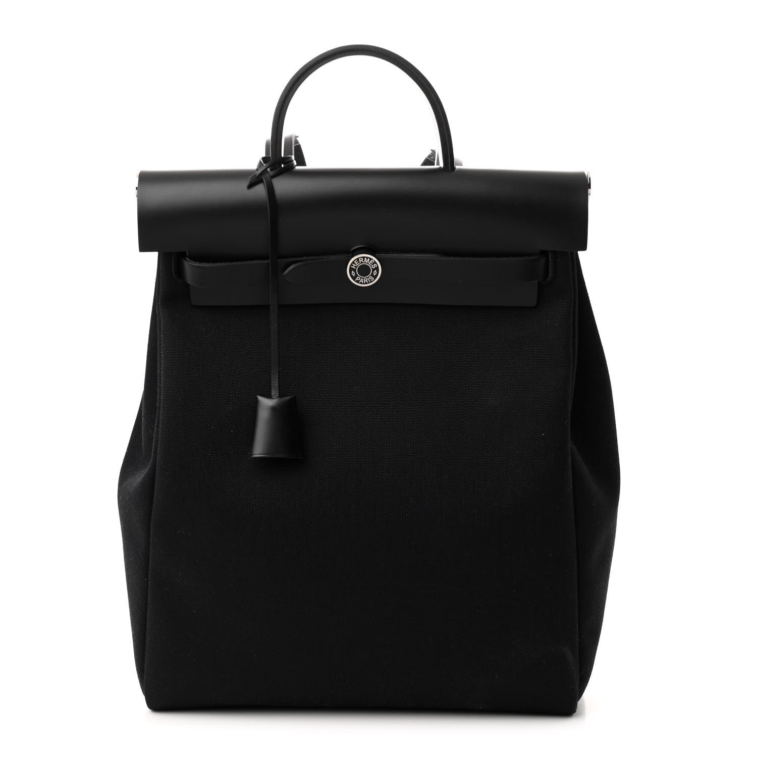 Hermes Military Toile Vache Hunter Herbag a Dos Zip Retourne Backpack Black 1 of 11