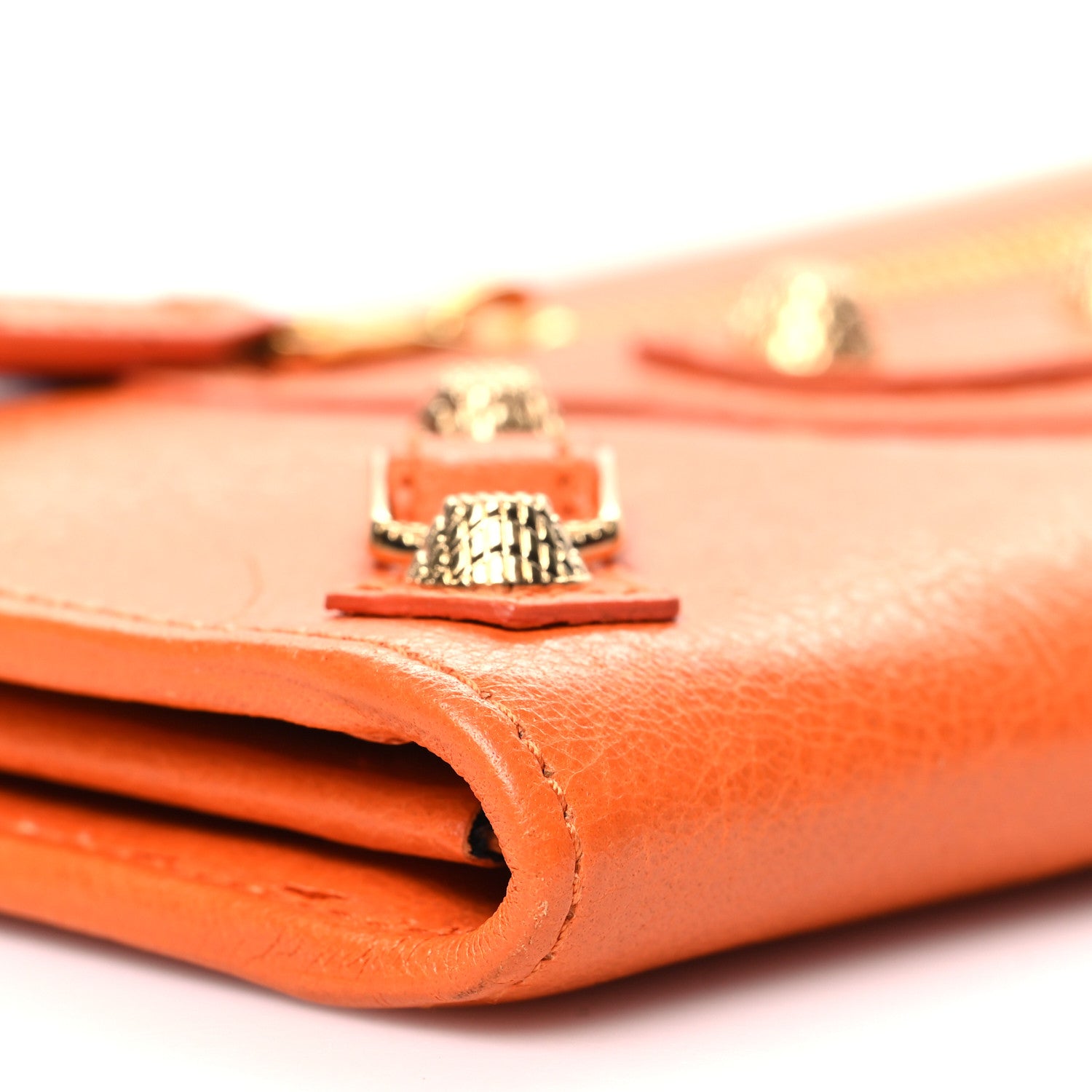 Balenciaga Agneau Classic Hardware Continental Zip Around Wallet Tangerine 8 of 10