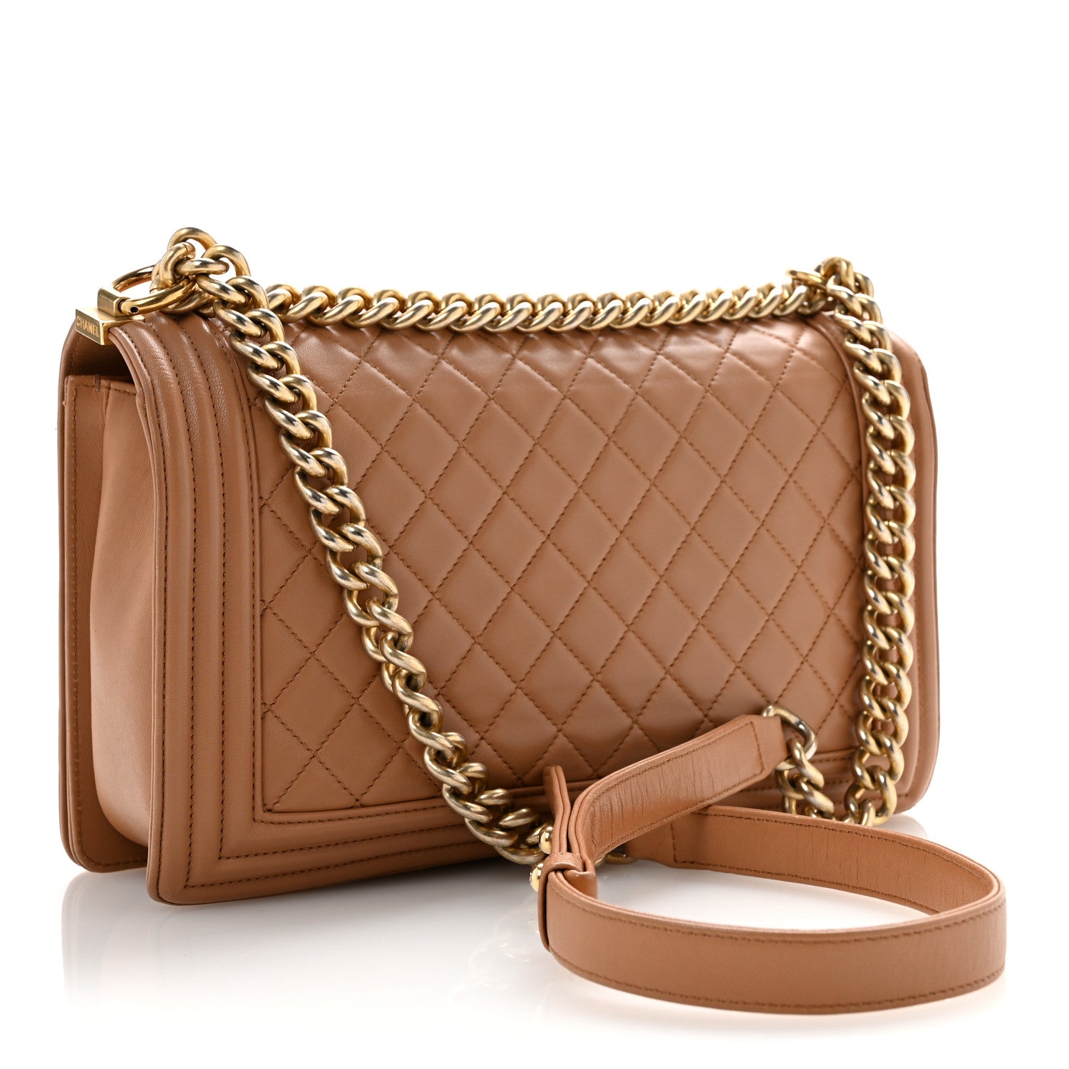 Chanel Lambskin Quilted New Medium Boy Flap Dark Beige 3 of 16